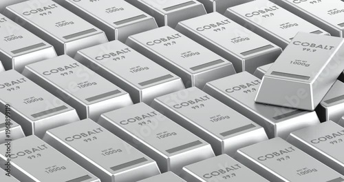 Cobalt ingots background, animation. 3D rendering