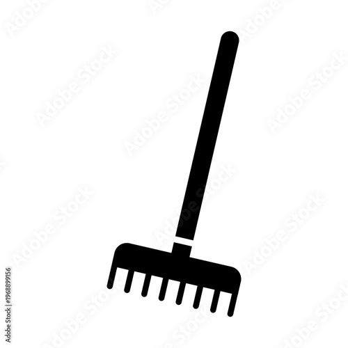 Garden rake vector isolated glyph icon. Graph symbol for agriculture, garden and plants web site and apps design, logo, app