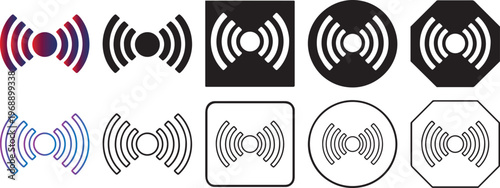 Modern hotspot icon set, color black.