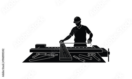 A worker operating a metal cutting lathe machine in an industrial setting