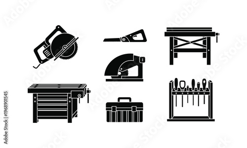Essential tools and workbenches for a well-equipped woodworking workshop