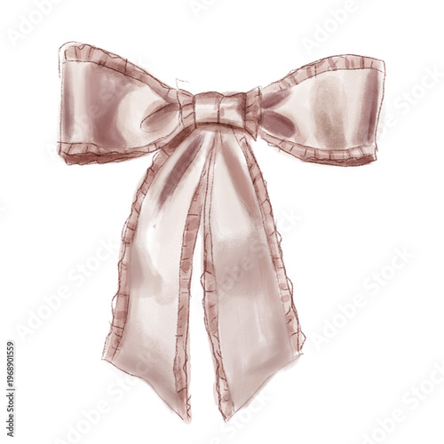 Photography Ilustración moño rosado coquette acuarela lindo kawaii palo rosa seda