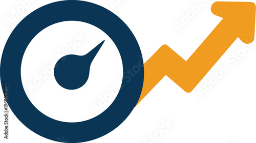 Supply Chain Disruption, Supply chain disruption impact shown by speedometer and rising arrow symbolizing growth and recovery