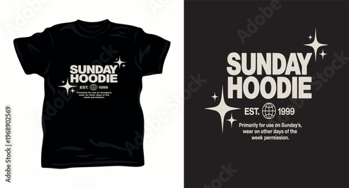 Sunday hoodie t-shirt design with retro aesthetic.