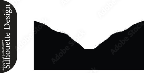 Silhouette Design A Minimalist Representation of a Valley or Mountain Range in Black and White