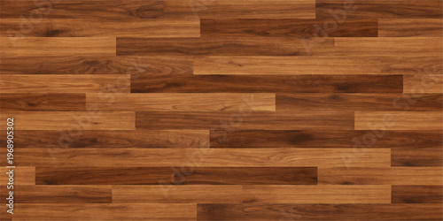 A seamless brown wood and brick wall texture background featuring natural timber planks and a polished hardwood parquet pattern for an organic surface design