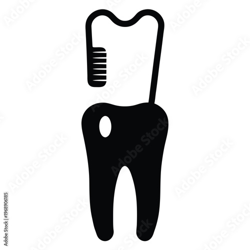 Dental Health Icon Featuring Tooth And Brush For Hygiene