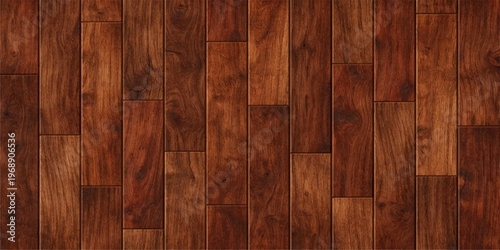 A dark brown vintage oak wood plank texture features a natural rough timber grain pattern on a weathered hardwood board surface