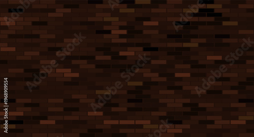 Brick wall seamless pattern, dark ceramic stone tile, brown brickwall vector illustration