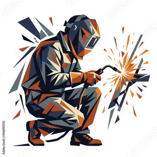 2D illustration of a welder