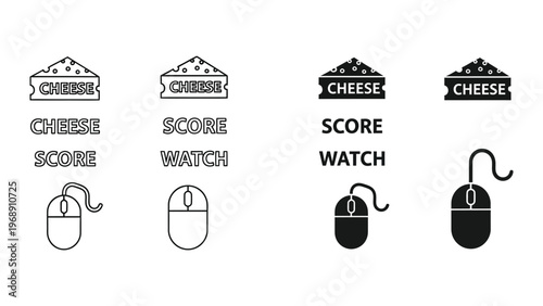 Interactive cheese scoreboard with mouse cursor illustrations for user actions