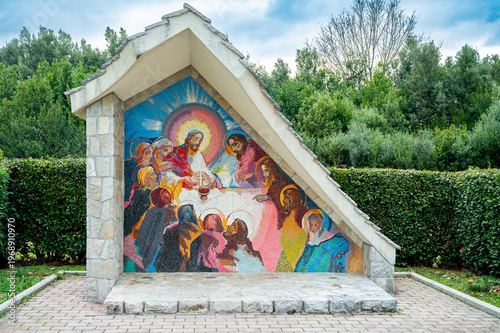 Mosaic of the Last Supper, the Fifth Luminous Mystery of the Rosary – Sanctuary of the Queen of Peace, Medjugorje, Bosnia and Herzegovina.