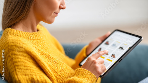 Online shopping experience with tablet for convenient e commerce purchase