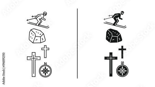 Contrast between alpine skiing on different types of snow and terrain