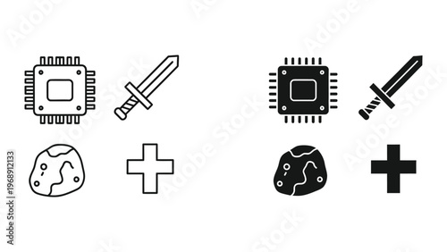 Contrast between modern technology and ancient symbols combined with planetary elements