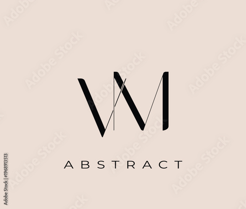 Abstract artistic logo design with stylized letter W and text