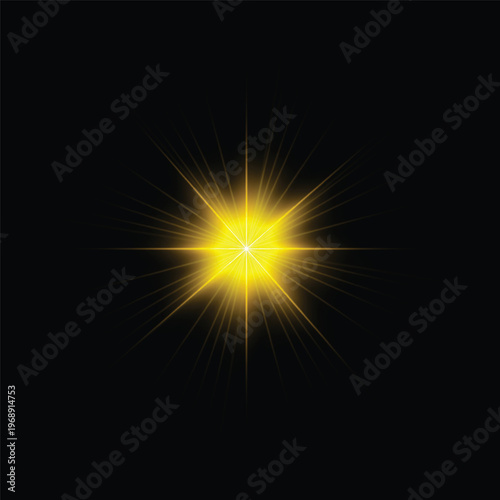 Vector illustration vibrant yellow starburst effect on a with radiant lines