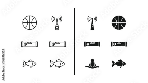 Photography Contrast and similarity of icons between two distinct visual groups
