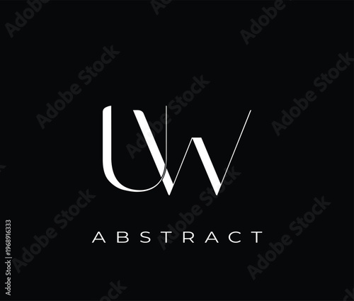 White abstract logo design with UW letters and text on solid color background