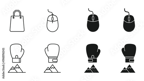 Evolution of shopping and fitness icons with color variations for visual appeal