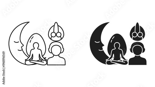 Contrast of light and dark in meditation and observation under the moon phases