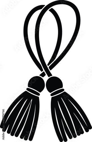Silhouette elegant decorative intertwined tassels accessory ornamentation graphic design vector