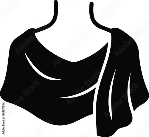 Silhouette stylish shawl draped around neck and shoulders fashion design vector