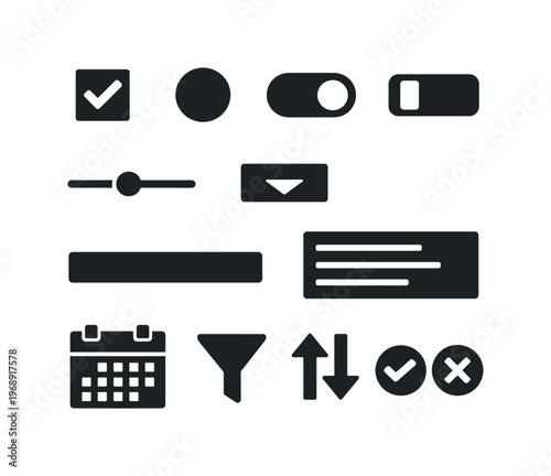 Collection of modern flat UI icons for web and app design elements