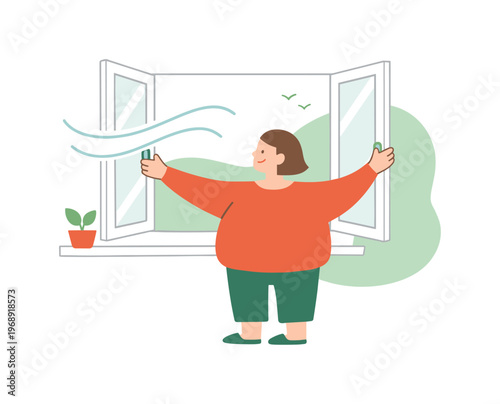 Person opening windows to let fresh air circulate inside a room