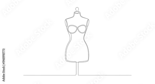 Female Mannequin Continuous Line Art Isolated on White Background
