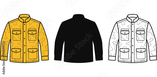 A graphic designer showcasing different color options for a jacket design