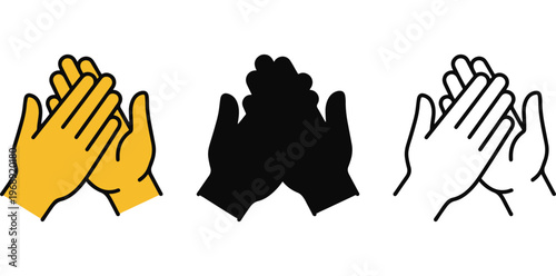 A graphic illustration of three pairs of hands clapping in different colors and styles