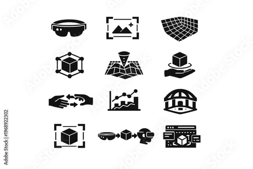 Black augmented reality environment cube generation image analytics simple icon real ar