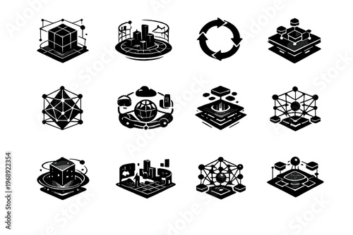 Icon next generation symbol space simple image vector diagram spatial workflow immersive