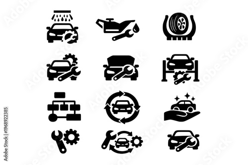 Maintenance auto service simple spring car pressure image wash generation vector structure
