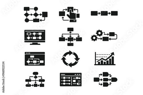Vector structure connection symbol blocks analytics workflow simple generation icons image dashboard