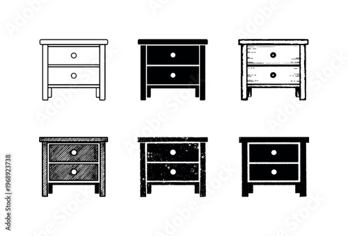 Simple bedside drawer unit with straight legs and small knob, created to keep small belongings within reach | Create ONE image