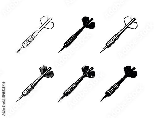 Throwing dart with metallic point textured grip barrel and cross shaped flight tail, symbolizing focus and accuracy | Create ONE