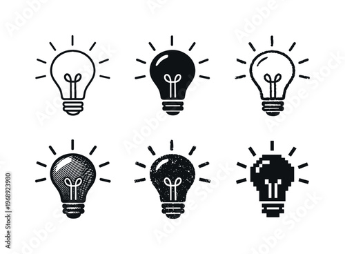 Glowing bulb icon with rounded top glass and short radiant lines around it, commonly used to indicate a new idea | Create ONE