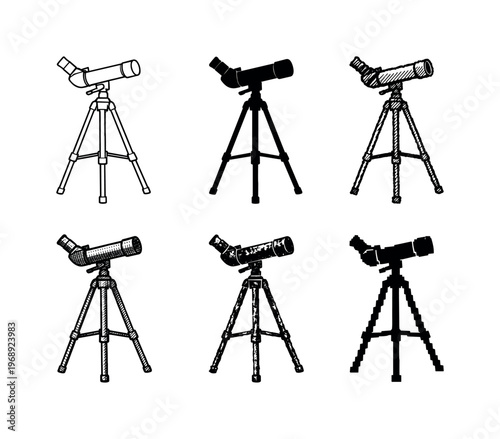 Portable stargazing telescope with angled eyepiece and extended tripod base, commonly used for amateur astronomy | Create ONE