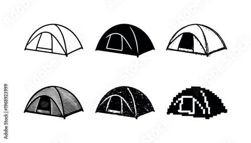 Dome style camping tent with curved roof and small entrance flap, commonly used for overnight outdoor stays | Create ONE image