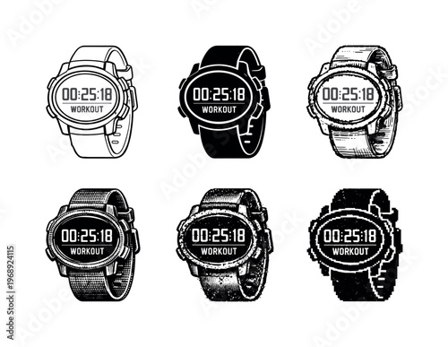 Modern wrist sport watch with digital display and adjustable strap, designed to track workouts and elapsed time | Create ONE