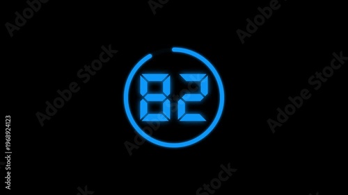 Countdown timer from 90 to 0 seconds real time. Modern flat design of countdown animation isolated on transparent background with alpha channel 90 Seconds Digital Countdown Timer Animation