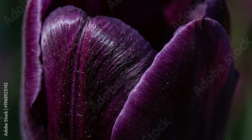 close-up of purple tulip petals in bloom