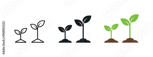 Growing National Prosperity. National prosperity metaphor symbolized by identical young plants growing taller from left to right,