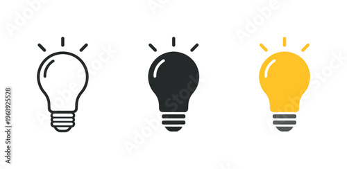 Future services metaphor symbolized by identical glowing lightbulbs placed left to right, same glass contour and base size