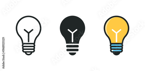 Knowledge pathway symbolized by identical light bulbs positioned left to right, same glass contour and base size repeated