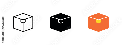 Commerce Flow Icons. Commerce flow metaphor symbolized by identical delivery boxes positioned left to right, same cube dimensions