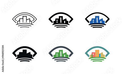 Symbol communicating municipal oversight created as an abstract shape that implies control, alignment, and effective delivery of