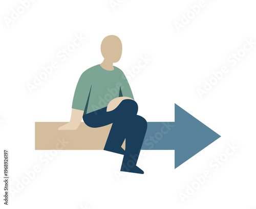 Geometric Human Form. Human subtly aligning posture with the chosen direction, integrating clarity internally. Stylized editorial